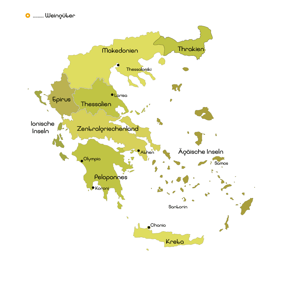 Karte Griechenland Anbauregionen