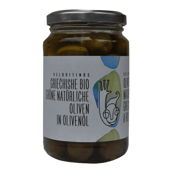 Velouitinos grüne Bio-Oliven in Öl 325g